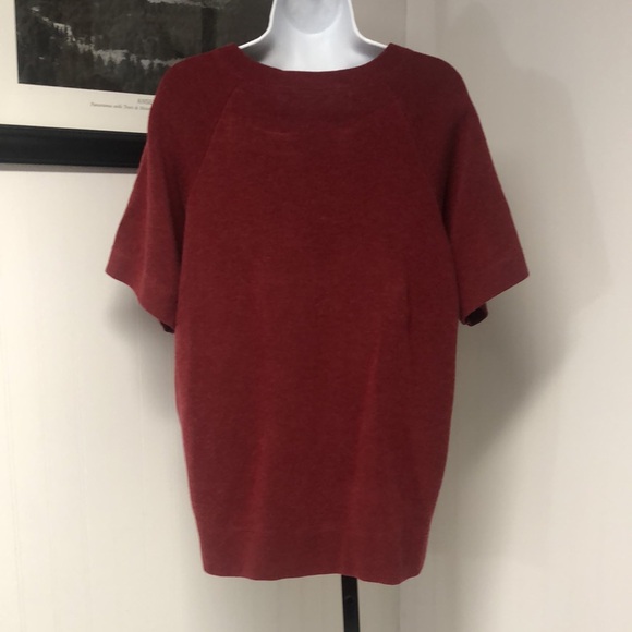MARC JACOBS Burgundy Women’s Beaded Pullover Short Sleeve Knit Sweater Size XL - Picture 4 of 5